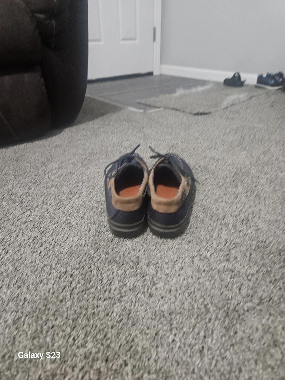 Sperry Navy and Brown Leather-Trim Boat Shoes